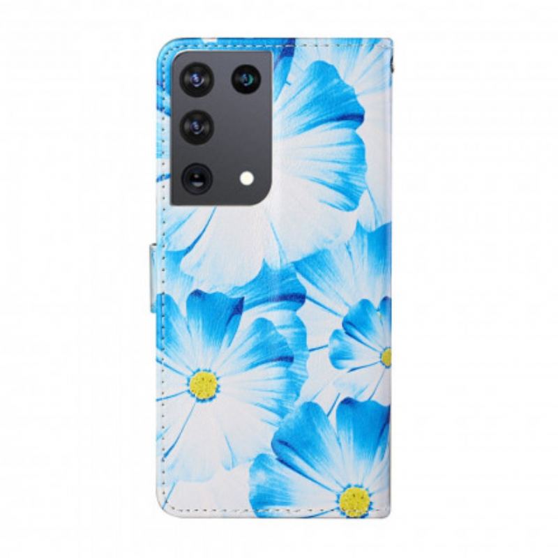 Flip Cover Samsung Galaxy S21 Ultra 5G Skøre Blomster