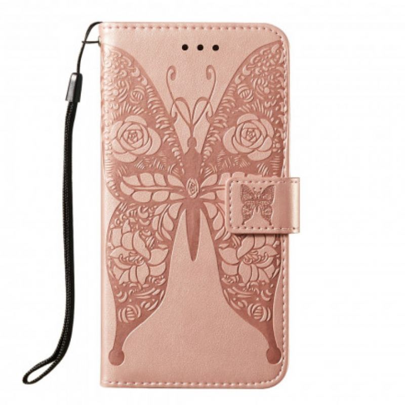 Flip Cover Samsung Galaxy S21 Ultra 5G Sommerfugle Blomstermønster