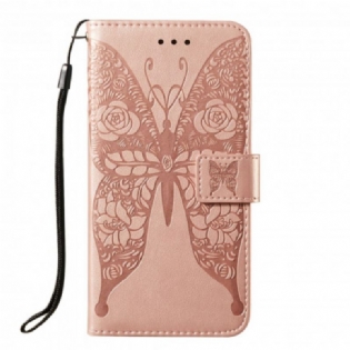 Flip Cover Samsung Galaxy S21 Ultra 5G Sommerfugle Blomstermønster