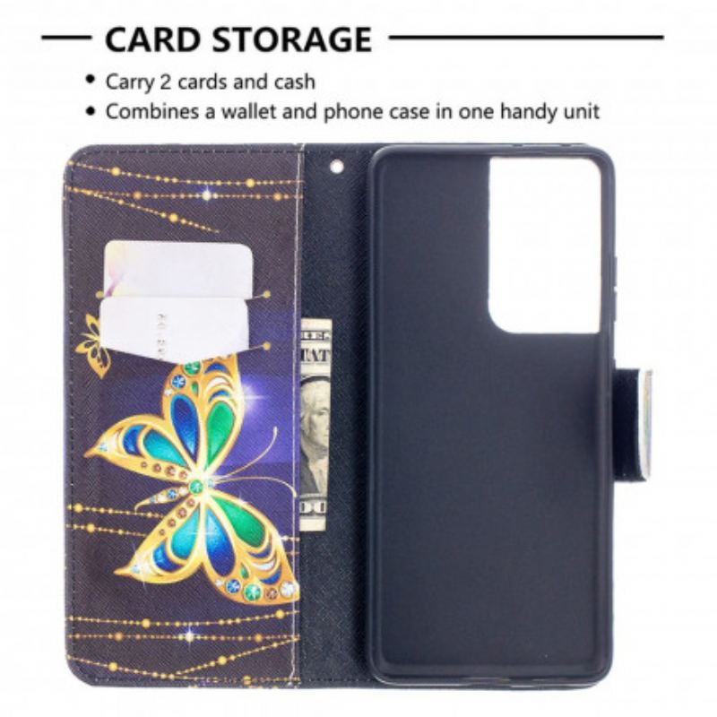 Flip Cover Samsung Galaxy S21 Ultra 5G Sommerfugle Konger