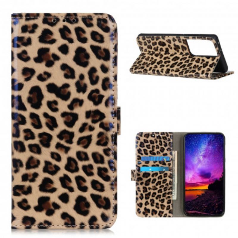 Læder Cover Samsung Galaxy S21 Ultra 5G Almindelig Leopard