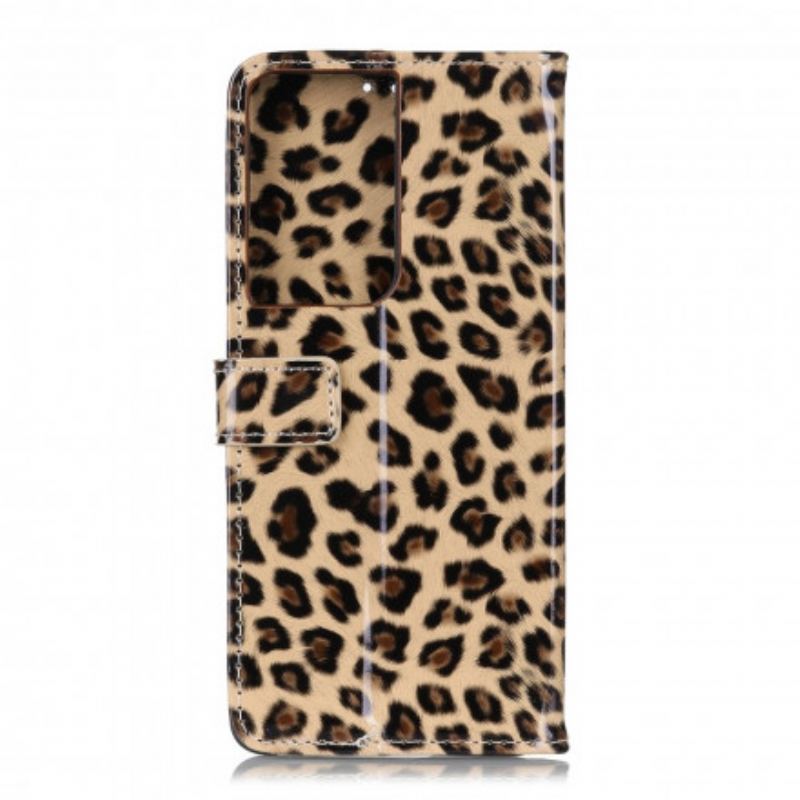 Læder Cover Samsung Galaxy S21 Ultra 5G Almindelig Leopard