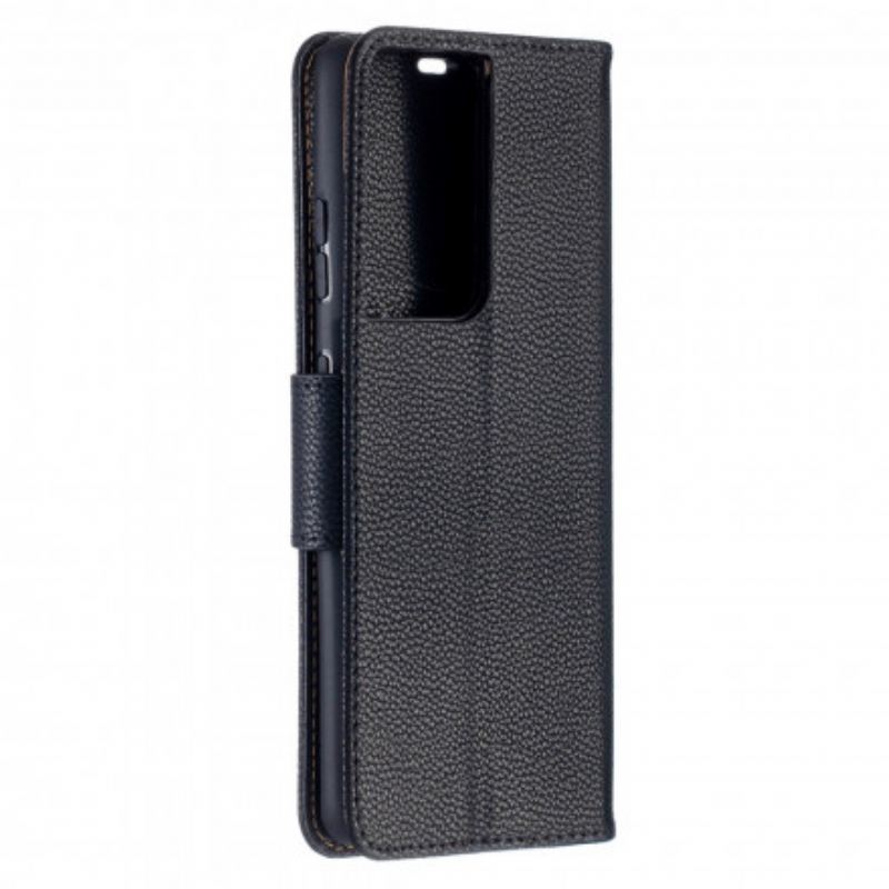 Læder Cover Samsung Galaxy S21 Ultra 5G Flip Cover Litchi Rabat Oblique