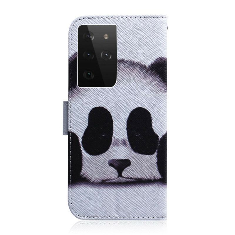 Læder Cover Samsung Galaxy S21 Ultra 5G Panda Ansigt