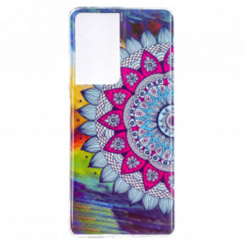 Mobilcover Samsung Galaxy S21 Ultra 5G Fluorescerende Farverig Mandala