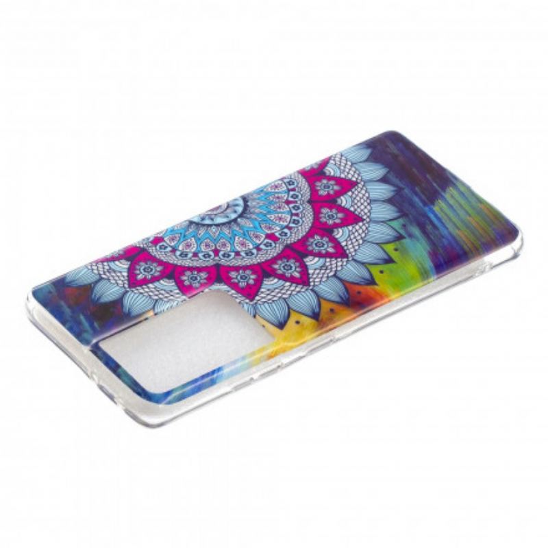 Mobilcover Samsung Galaxy S21 Ultra 5G Fluorescerende Farverig Mandala