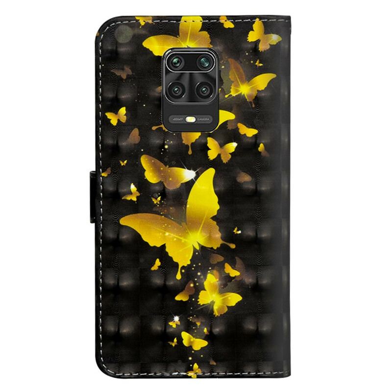 Flip Cover Xiaomi Redmi Note 9S / 9 Pro Gule Sommerfugle