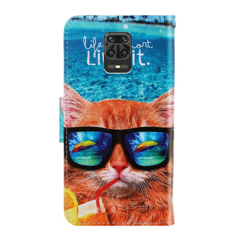 Flip Cover Xiaomi Redmi Note 9S / 9 Pro Med Snor Cat Live It Strappy