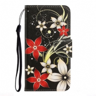 Flip Cover Xiaomi Redmi Note 9S / 9 Pro Med Snor Farverige Strappy Blomster