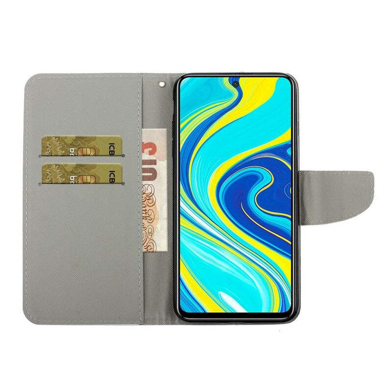 Flip Cover Xiaomi Redmi Note 9S / 9 Pro Med Snor Romantisk Rose Med Rem