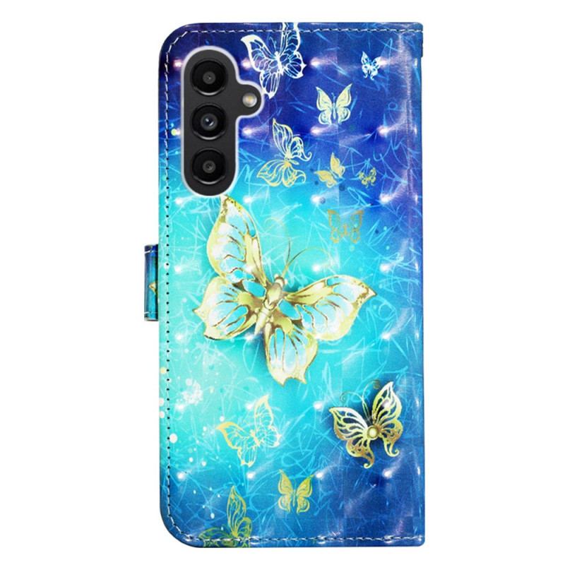 Flip Cover Samsung Galaxy A14 / A14 5G Med Snor Fantastiske String-sommerfugle