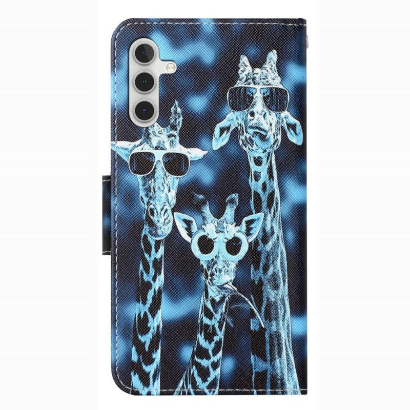 Flip Cover Samsung Galaxy A14 / A14 5G Med Snor Inkognito Giraffer I Lanyard