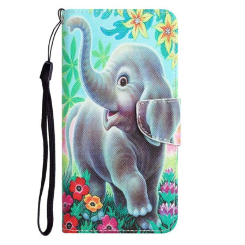 Flip Cover Samsung Galaxy A14 / A14 5G Med Snor Munter Elefant Med Snor