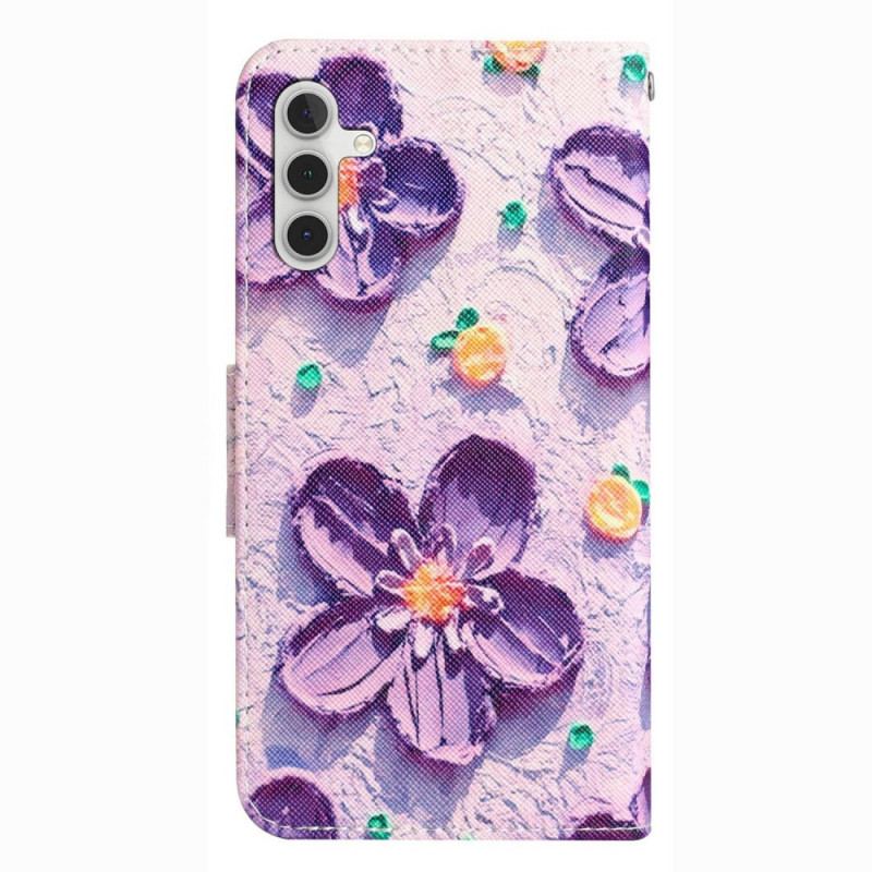 Flip Cover Samsung Galaxy A14 / A14 5G Med Snor Rem Blomster