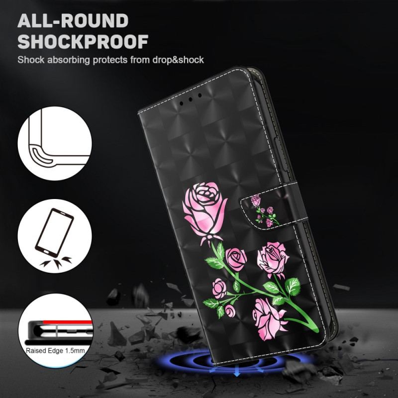 Flip Cover Samsung Galaxy A14 / A14 5G Med Snor Rem Roses