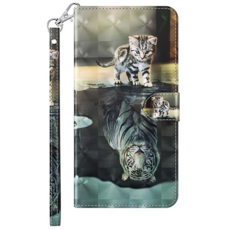 Flip Cover Samsung Galaxy A14 / A14 5G Med Snor Strappy Kitten Dream