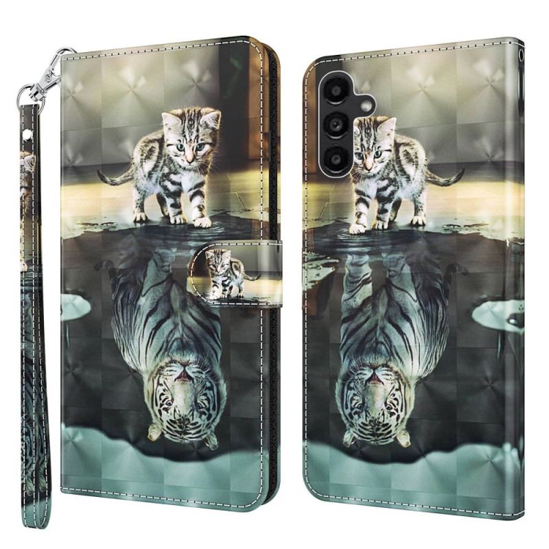 Flip Cover Samsung Galaxy A14 / A14 5G Med Snor Strappy Kitten Dream