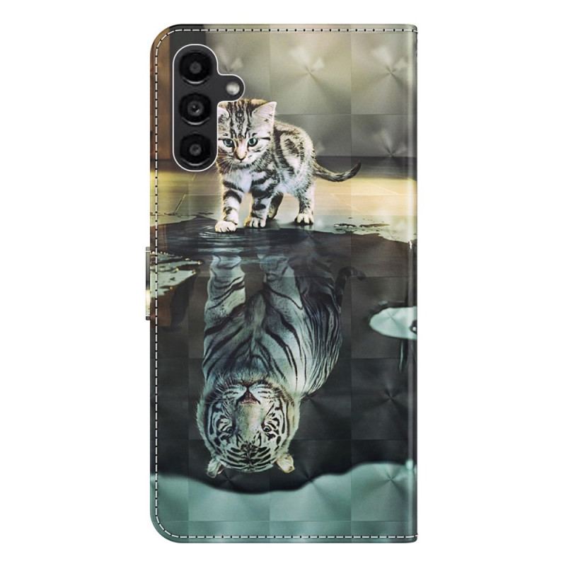 Flip Cover Samsung Galaxy A14 / A14 5G Med Snor Strappy Kitten Dream