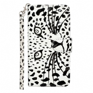 Flip Cover Samsung Galaxy A14 / A14 5G Med Snor Strappy Leopard