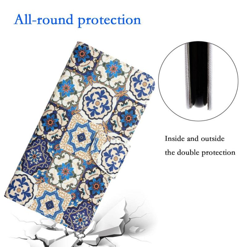 Flip Cover Samsung Galaxy A14 / A14 5G Med Snor Strappy Patchwork