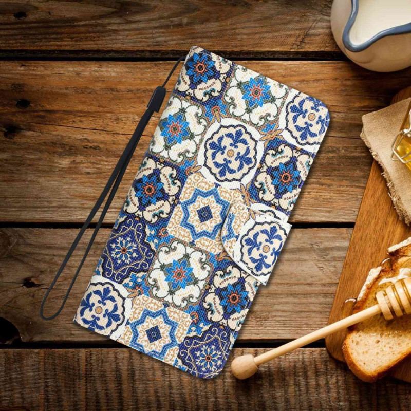 Flip Cover Samsung Galaxy A14 / A14 5G Med Snor Strappy Patchwork