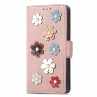 Læder Cover Samsung Galaxy A14 / A14 5G Dekorative Blomster