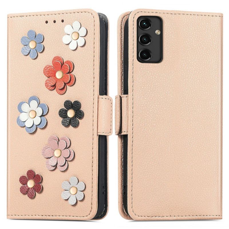 Læder Cover Samsung Galaxy A14 / A14 5G Dekorative Blomster