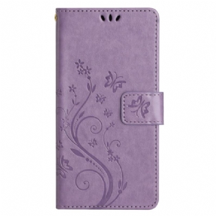 Læder Cover Samsung Galaxy A14 / A14 5G Med Snor Strappy Floral