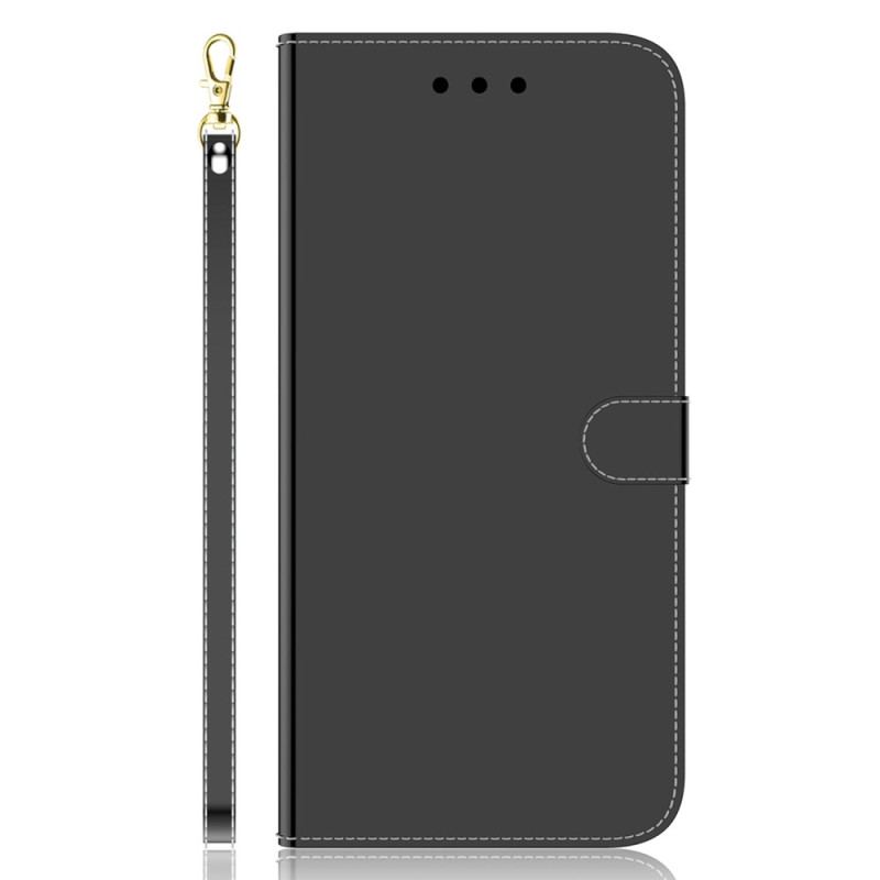 Læder Cover Samsung Galaxy A14 / A14 5G Spejl Og Snor