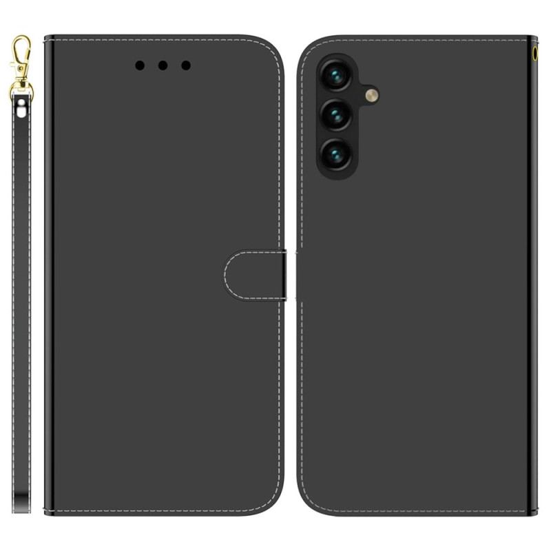 Læder Cover Samsung Galaxy A14 / A14 5G Spejl Og Snor