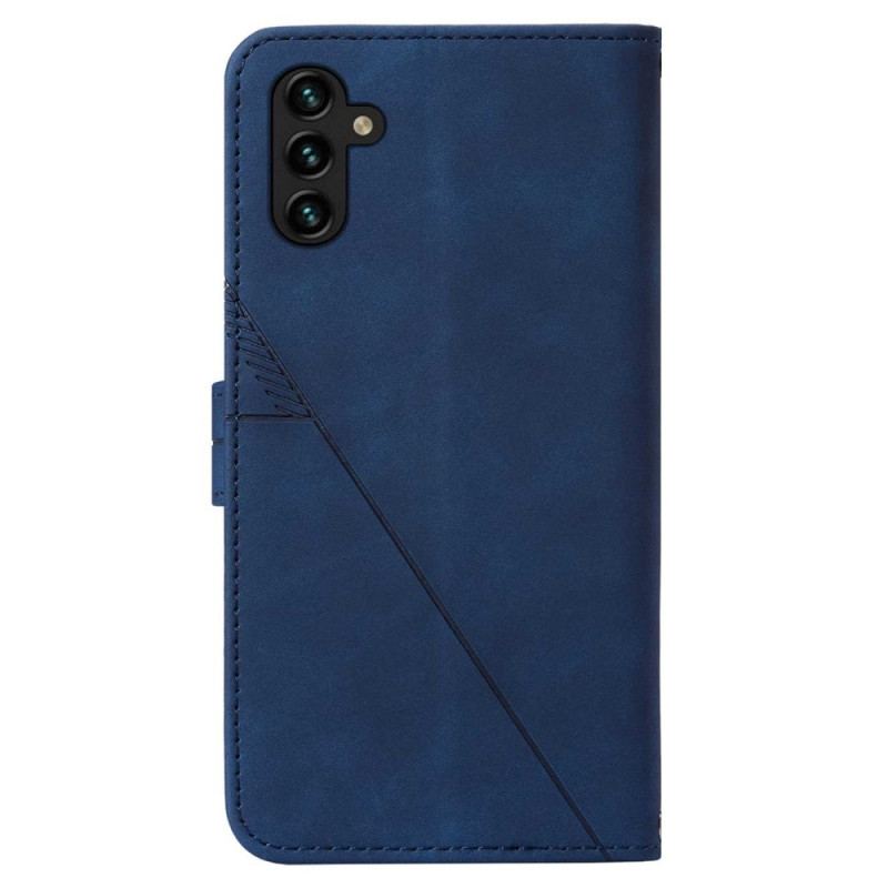 Læder Cover Samsung Galaxy A14 / A14 5G Trekanter Med Snor