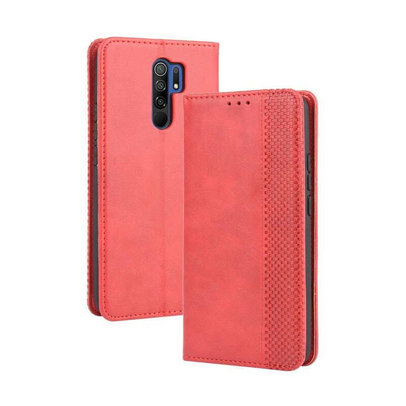 Cover Xiaomi Redmi 9 Flip Cover Stiliseret Vintage Lædereffekt