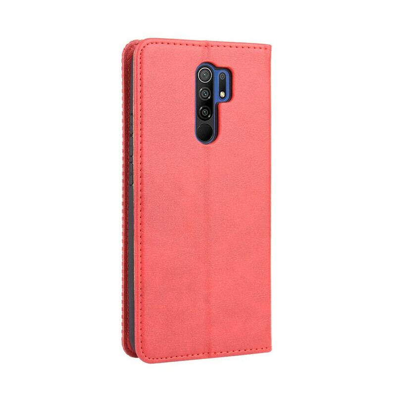 Cover Xiaomi Redmi 9 Flip Cover Stiliseret Vintage Lædereffekt