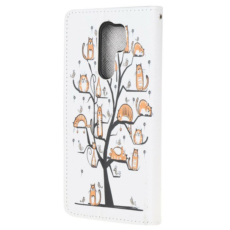 Flip Cover Xiaomi Redmi 9 Med Snor Funky Cats Med Rem