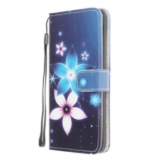 Flip Cover Xiaomi Redmi 9 Med Snor Lunar Strap Blomster