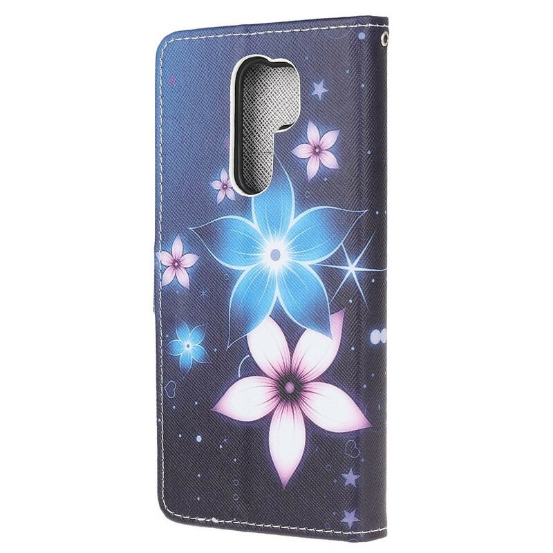 Flip Cover Xiaomi Redmi 9 Med Snor Lunar Strap Blomster