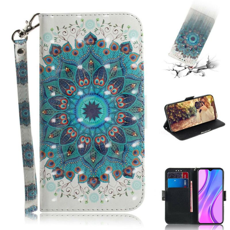 Flip Cover Xiaomi Redmi 9 Med Snor Mesterlig Mandala Med Rem