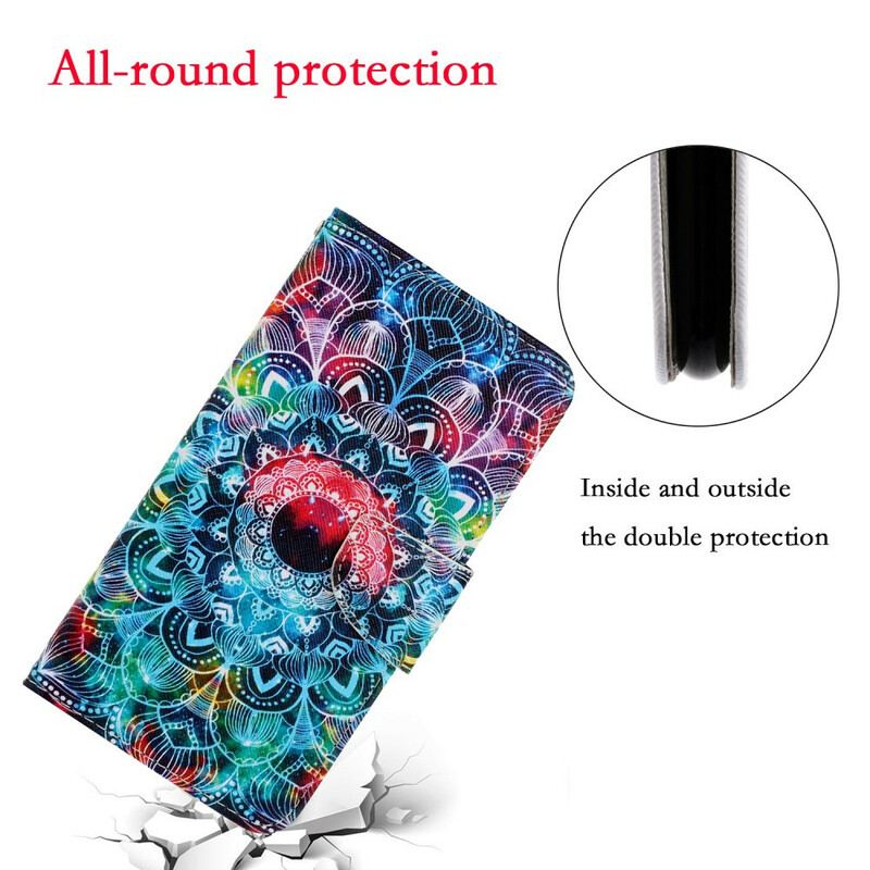 Flip Cover Xiaomi Redmi 9 Med Snor Prangende Strappy Mandala