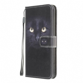 Flip Cover Xiaomi Redmi 9 Med Snor Strappy Black Cat Eyes