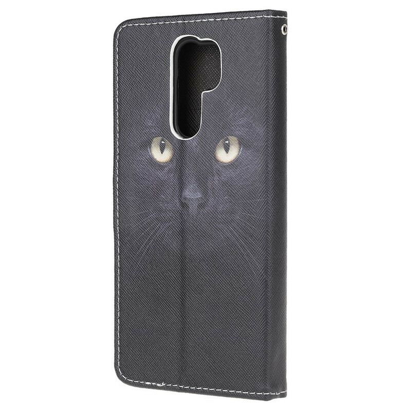 Flip Cover Xiaomi Redmi 9 Med Snor Strappy Black Cat Eyes