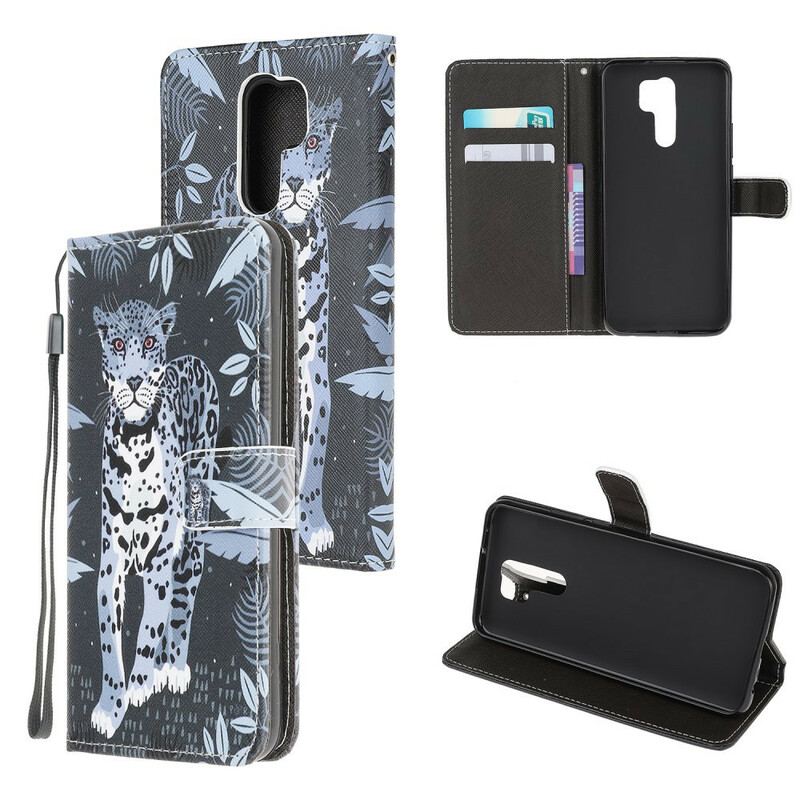 Flip Cover Xiaomi Redmi 9 Med Snor Strappy Leopard