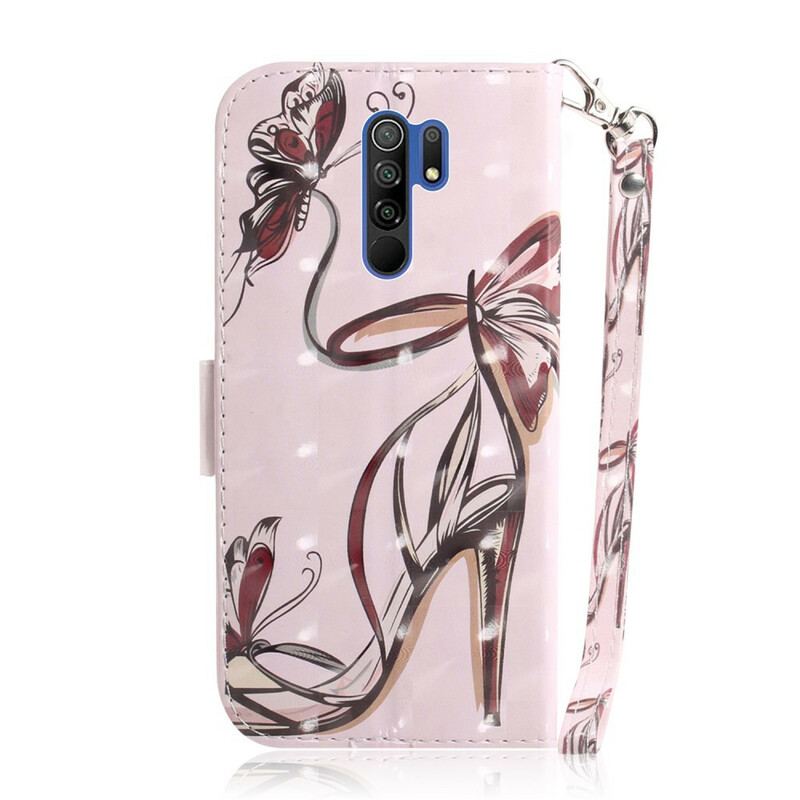 Flip Cover Xiaomi Redmi 9 Med Snor Strappy Pumpe