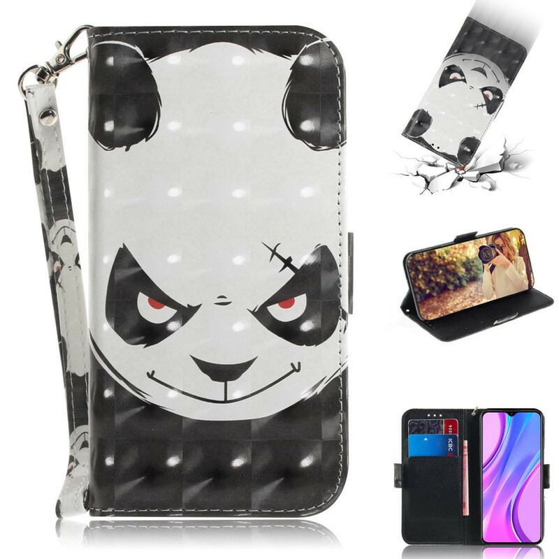 Flip Cover Xiaomi Redmi 9 Med Snor Vred Panda Med Snor