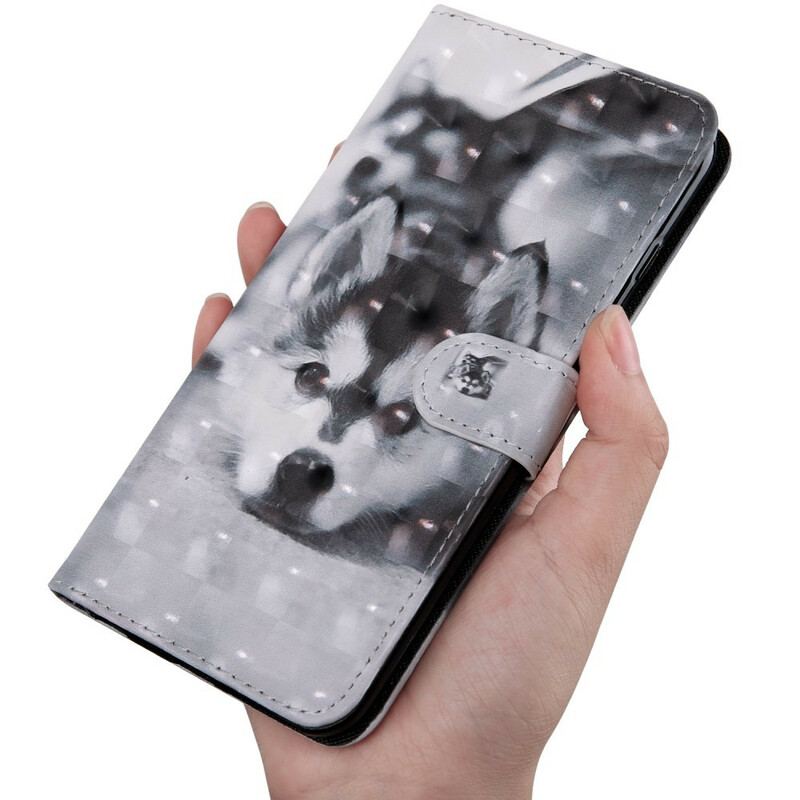 Flip Cover Xiaomi Redmi 9 Sort Og Hvid Hund