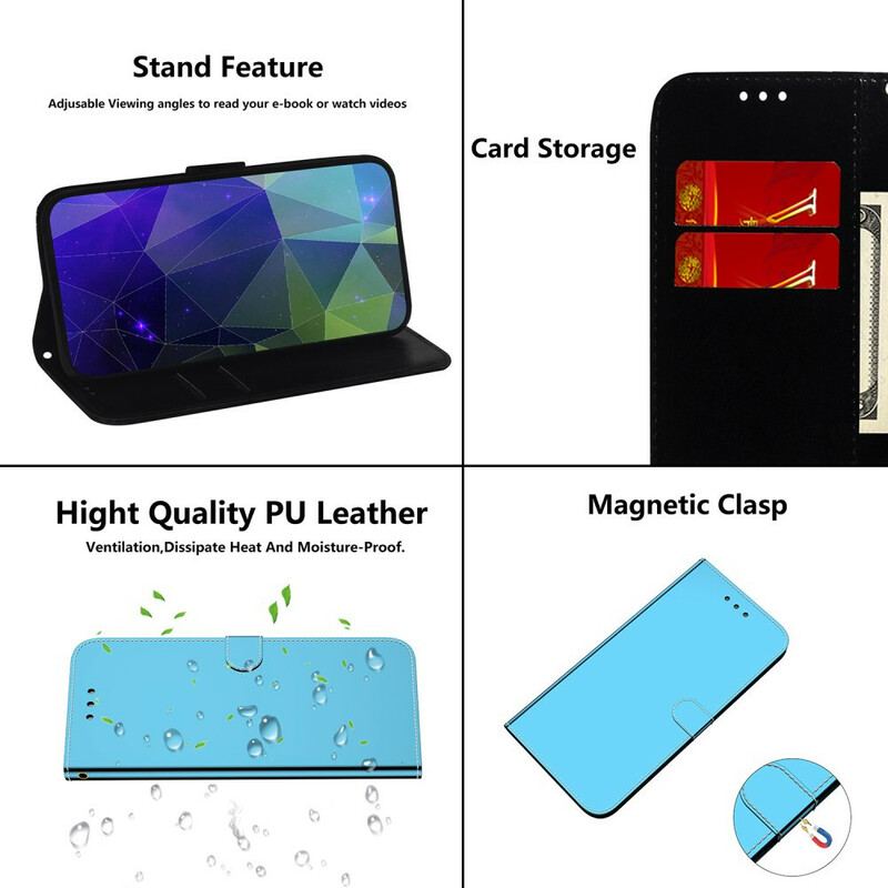 Flip Cover Xiaomi Redmi 9 Spejlcover I Imiteret Læder