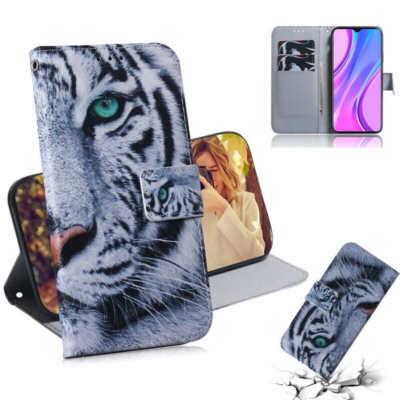 Flip Cover Xiaomi Redmi 9 Tiger Ansigt