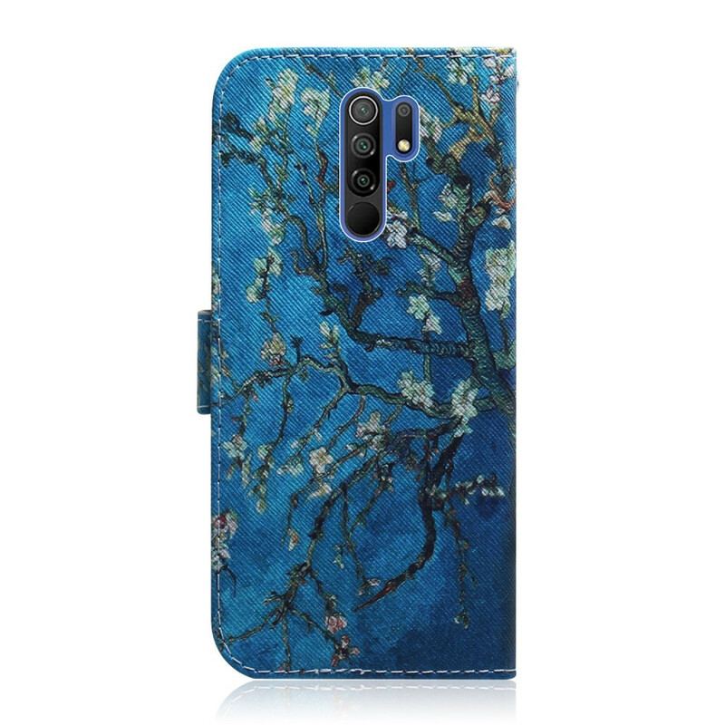 Læder Cover Xiaomi Redmi 9 Blomstrende Trægren