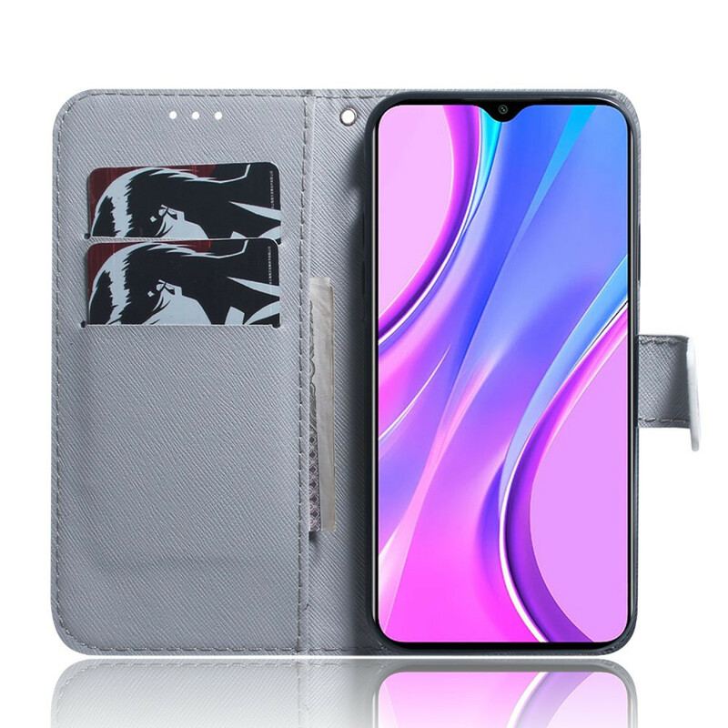 Læder Cover Xiaomi Redmi 9 Maleri Af Ugler