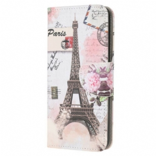 Læder Cover Xiaomi Redmi 9 Retro Eiffeltårnet