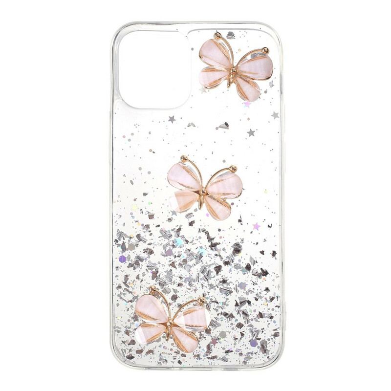 Cover iPhone 12 Mini 3d Sommerfugle Pailletter